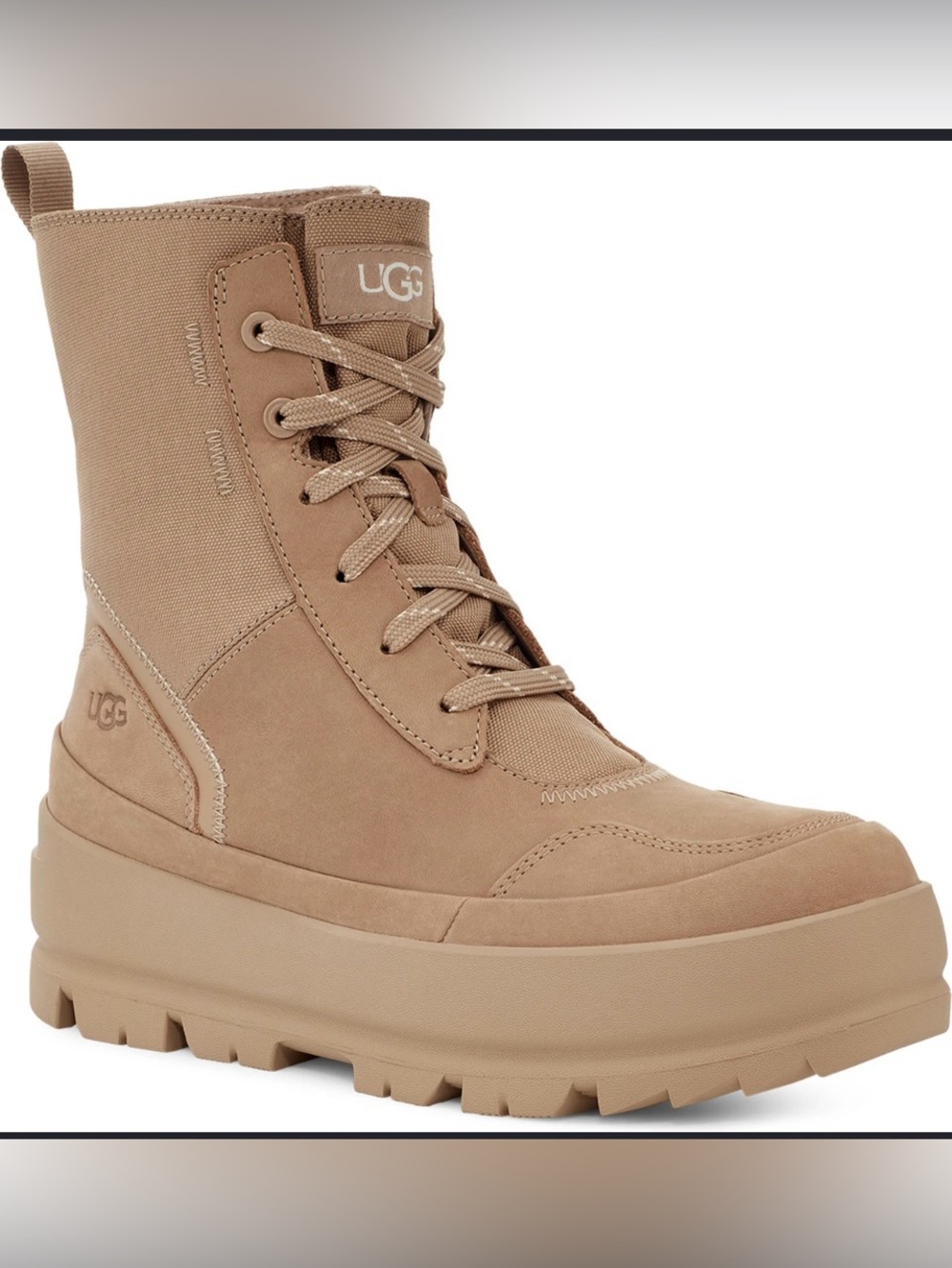 UGG Tan Lace-Up Platform Boots